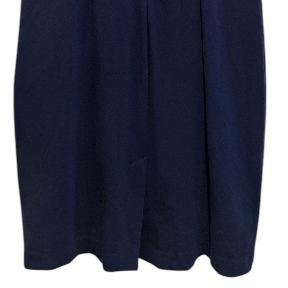 BROOKS BROTHERS VNECK SHORT SLEEVE NAVY BLUE PONTE FITTED CAREERWEAR DRESS 4